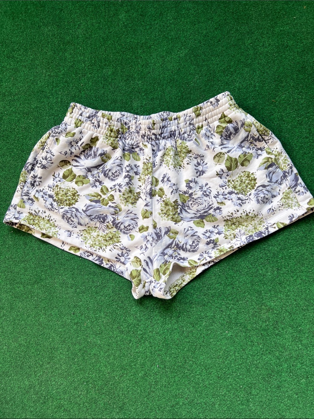 Levi's White Floral Athletic Shorts with Green Accents